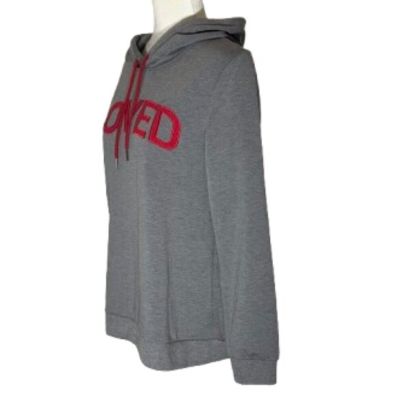 NWT Pajamagram Women's Red and Gray "Loved" Hooded Sweatshirt Top Size Small - Picture 5 of 8